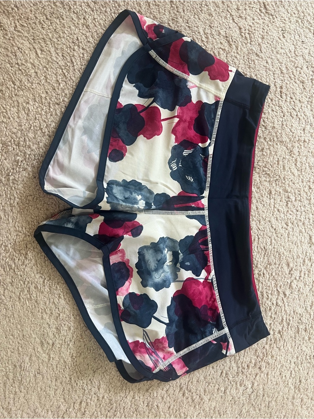 lululemon athletica Floral Speed up Shorts in Navy, White, and Pink